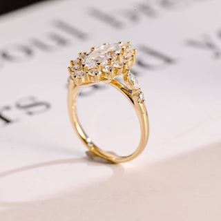 Stunning 1.0 - 2.0 CT Marquise Moissanite Engagement Ring with Pave & Hidden Halo Design 5