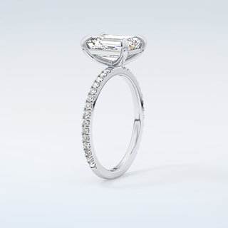 2.0 CT Emerald Cut Pave Moissanite Engagement Ring 18