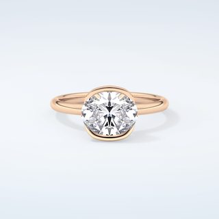 2.0 CT East West Oval Cut Half Bezel Moissanite Engagement Ring 7