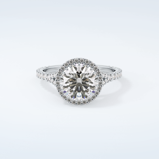2.0 CT Round Cut Halo & Pave Split Shank Moissanite Engagement Ring 13