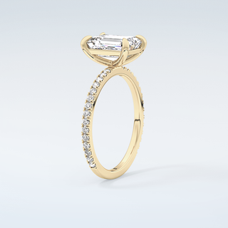 2.0 CT Emerald Cut Pave Moissanite Engagement Ring 6