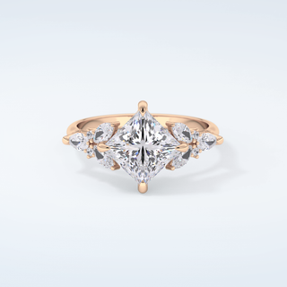 2.0 CT Princess Cut Cluster Style Moissanite Engagement Ring 7