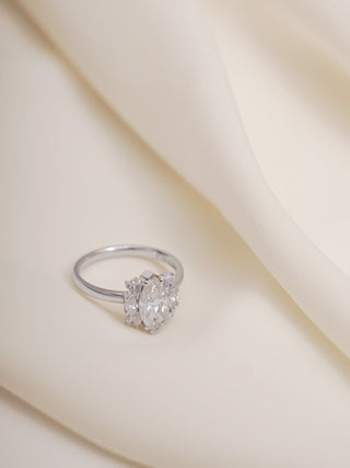 Stunning 1.0 - 2.0 CT Marquise Moissanite Engagement Ring with Cluster Design 5