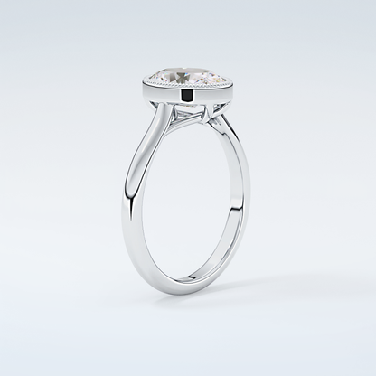 1.5 CT Oval Cut Bezel Style Moissanite Engagement Ring