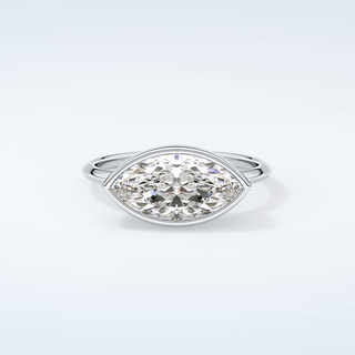 1.0 CT East West Marquise Cut Solitaire Style Moissanite Engagement Ring 13