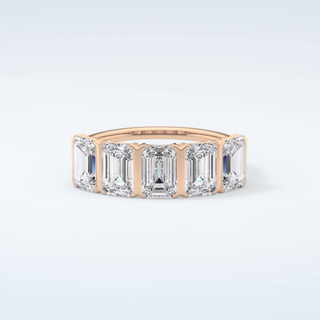 2.5 TCW Emerald Shaped Moissanite Wedding Band 7