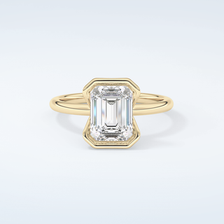 2.0 CT Emerald Cut Half Bezel Moissanite Engagement Ring 1