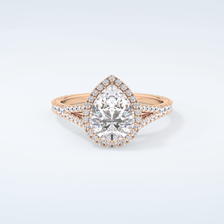 2.0 CT Pear Cut Halo & Pave Split Shank Moissanite Engagement Ring 7