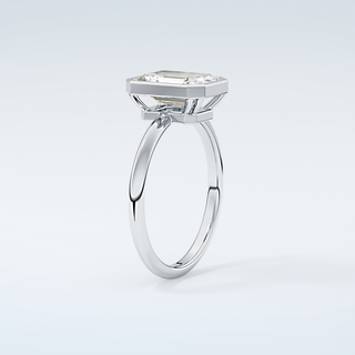 2.0 CT Emerald Cut Bezel Solitaire Moissanite Engagement Ring 18