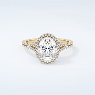 2.0 CT Oval Cut Halo & Pave Split Shank Moissanite Engagement Ring 1