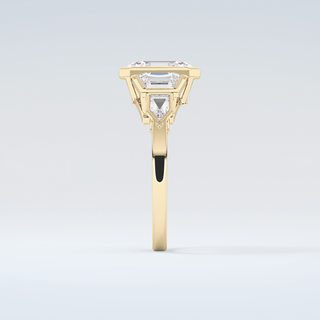 2.0 CT Emerald Cut Cluster Style Moissanite Engagement Ring 5