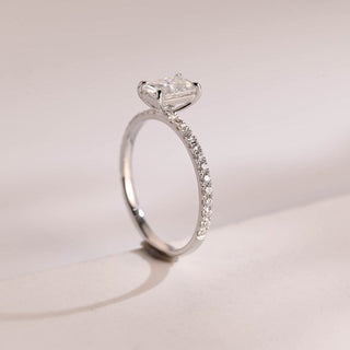 Stunning 1.0 - 2.0 CT Radiant Moissanite Engagement Ring with Pave Design 7