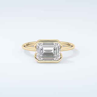 2.0 CT Emerald Cut Half Bezel Moissanite Engagement Ring 1