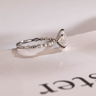 Stunning 1.0 - 2.0 CT Pear Moissanite Engagement Ring with Half Pave Design 9