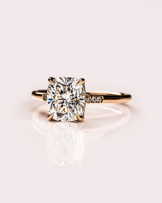 1.49 CT Cushion Cut Hidden Halo And Pave Moissanite Engagement Ring