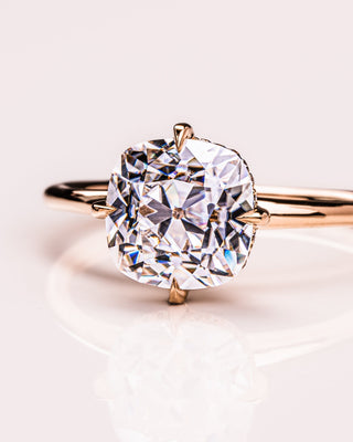 2.54 CT Cushion Cut Moissanite Engagement Ring With Hidden Halo Setting