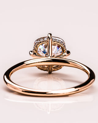 2.54 CT Cushion Cut Moissanite Engagement Ring With Hidden Halo Setting