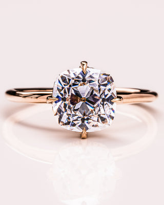 2.54 CT Cushion Cut Moissanite Engagement Ring With Hidden Halo Setting