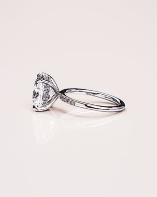 2.87 CT Princess Cut Moissanite Engagement Ring With Hidden Halo And Pave Setting