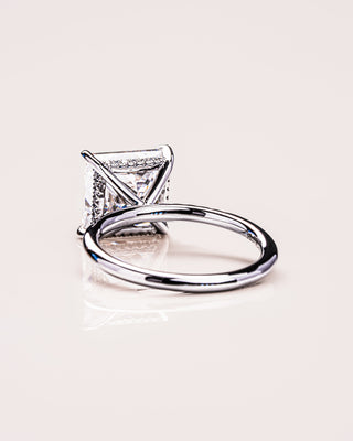 2.87 CT Princess Cut Moissanite Engagement Ring With Hidden Halo And Pave Setting