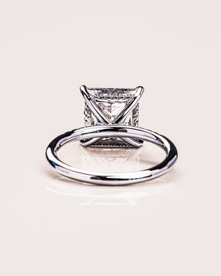 2.87 CT Princess Cut Moissanite Engagement Ring With Hidden Halo And Pave Setting