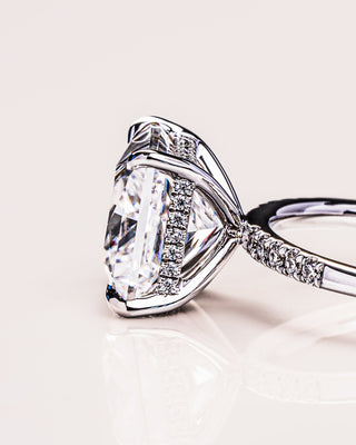 2.87 CT Princess Cut Moissanite Engagement Ring With Hidden Halo And Pave Setting