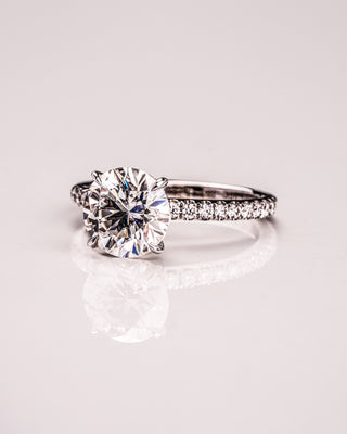 1.9 CT Round Hidden Halo Pave Moissanite Engagement Ring