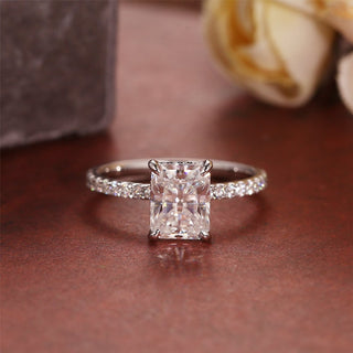 Stunning 4.0 CT Radiant Moissanite Engagement Ring with Pave Design 1