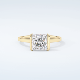 2.0 CT Princess Cut Half Bezel Moissanite Engagement Ring 1