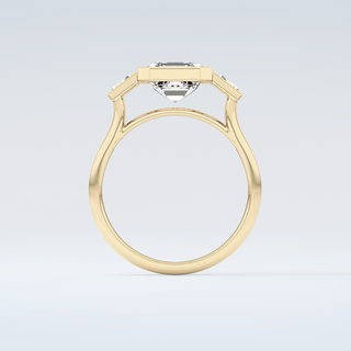 1.5 CT Asscher Cut Three Stone Bezel Moissanite Engagement Ring 2