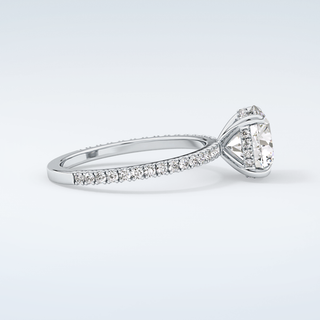 2.0 CT Round Cut Pave Hidden Halo Moissanite Engagement Ring 16