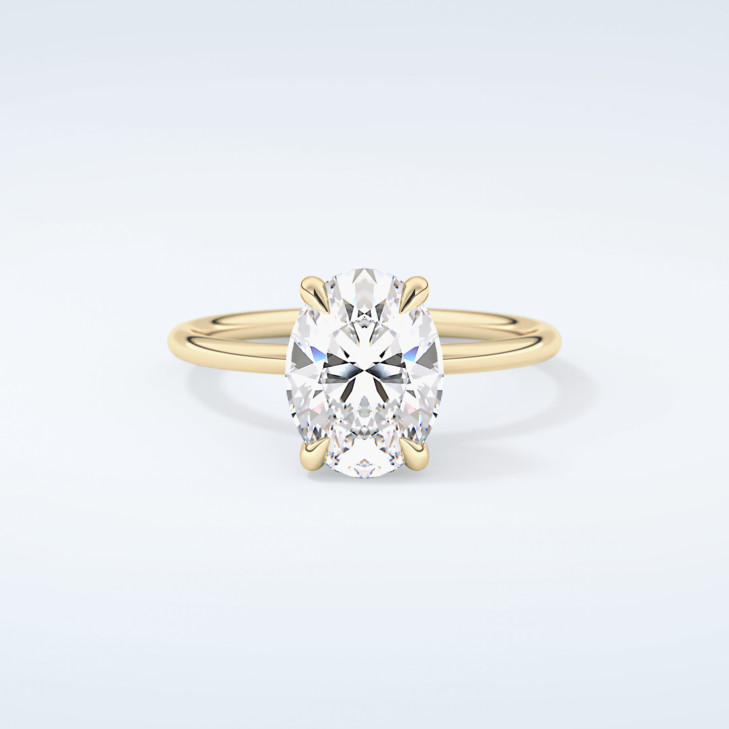 2.0 CT Oval Cut Hidden Halo Moissanite Engagement Ring