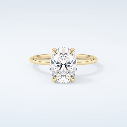 2.0 CT Oval Cut Hidden Halo Moissanite Engagement Ring