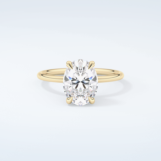 2.0 CT Oval Cut Hidden Halo Moissanite Engagement Ring