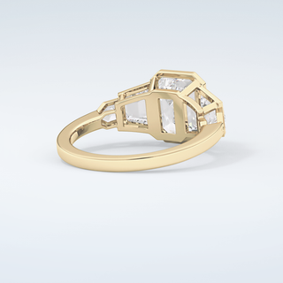 2.0 CT Emerald Cut Cluster Style Moissanite Engagement Ring 3