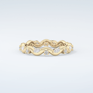 0.56 TCW Round & Marquise Shaped Moissanite Wedding Band 4