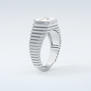 1.5 CT Emerald Cut Solitaire Bezel Moissanite Engagement Ring 18