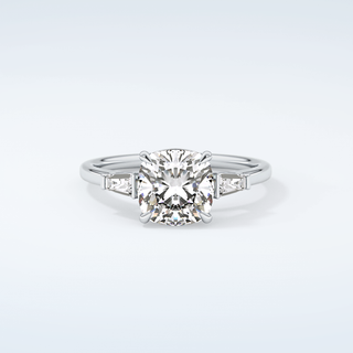 2.0 CT Cushion Cut Three Stone Moissanite Engagement Ring 13