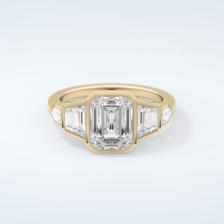 2.0 CT Emerald Cut Cluster Style Moissanite Engagement Ring 1