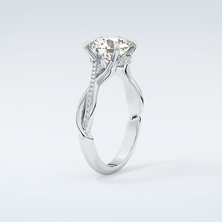 2.0 CT Round Cut Hidden Halo Twisted Pave Moissanite Engagement Ring 18