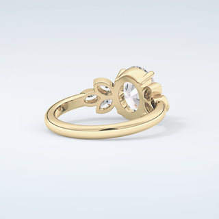 1.25 CT  Oval Cut Cluster Style Moissanite Engagement Ring 3