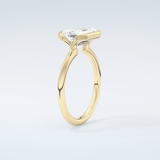 2.0 CT Emerald Cut Half Bezel Moissanite Engagement Ring 6