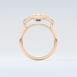 2.0 CT Emerald Cut Three Stone Bezel Moissanite Engagement Ring 8