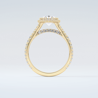 2.0 CT Pear Cut Halo & Pave Split Shank Moissanite Engagement Ring 2