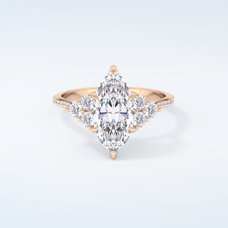 1.5  CT Marquise Cut Cluster & Pave Moissanite Engagement Ring 7