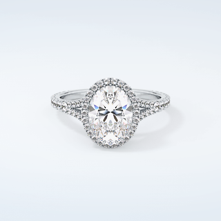2.0 CT Oval Cut Halo & Pave Split Shank Moissanite Engagement Ring 13