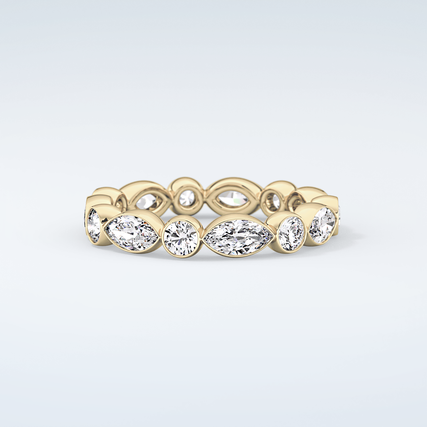 0.98 TCW Round & Marquise Shaped Moissanite Wedding Band