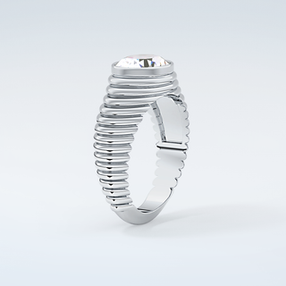 1.25 CT Oval Cut Solitaire Bezel Moissanite Engagement Ring 18