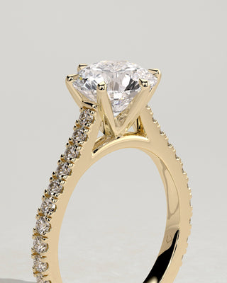 Round Halo, Pave & Split Shank Engagement Ring – 1.93 CT Lab Grown Diamond