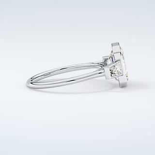 2.0 CT Emerald Cut Three Stone Bezel Moissanite Engagement Ring 16